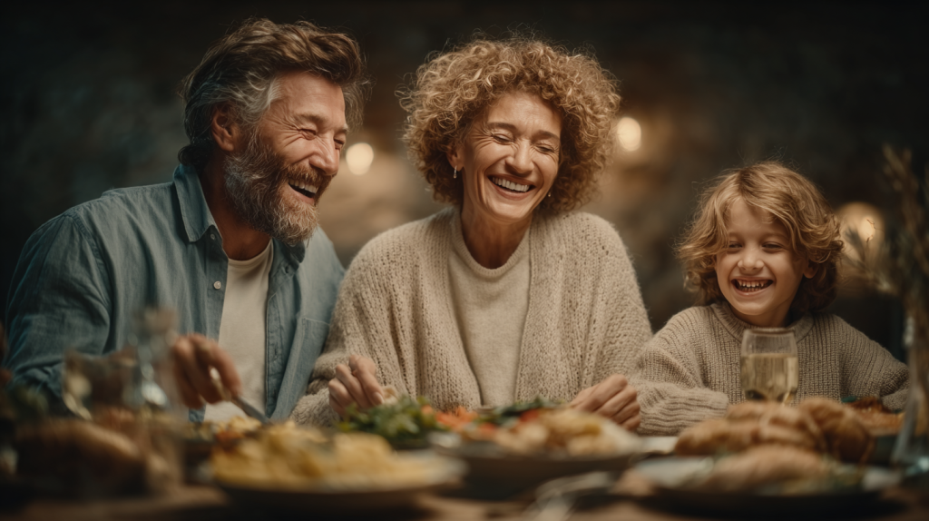 Famiglia italiana che si gode la cena